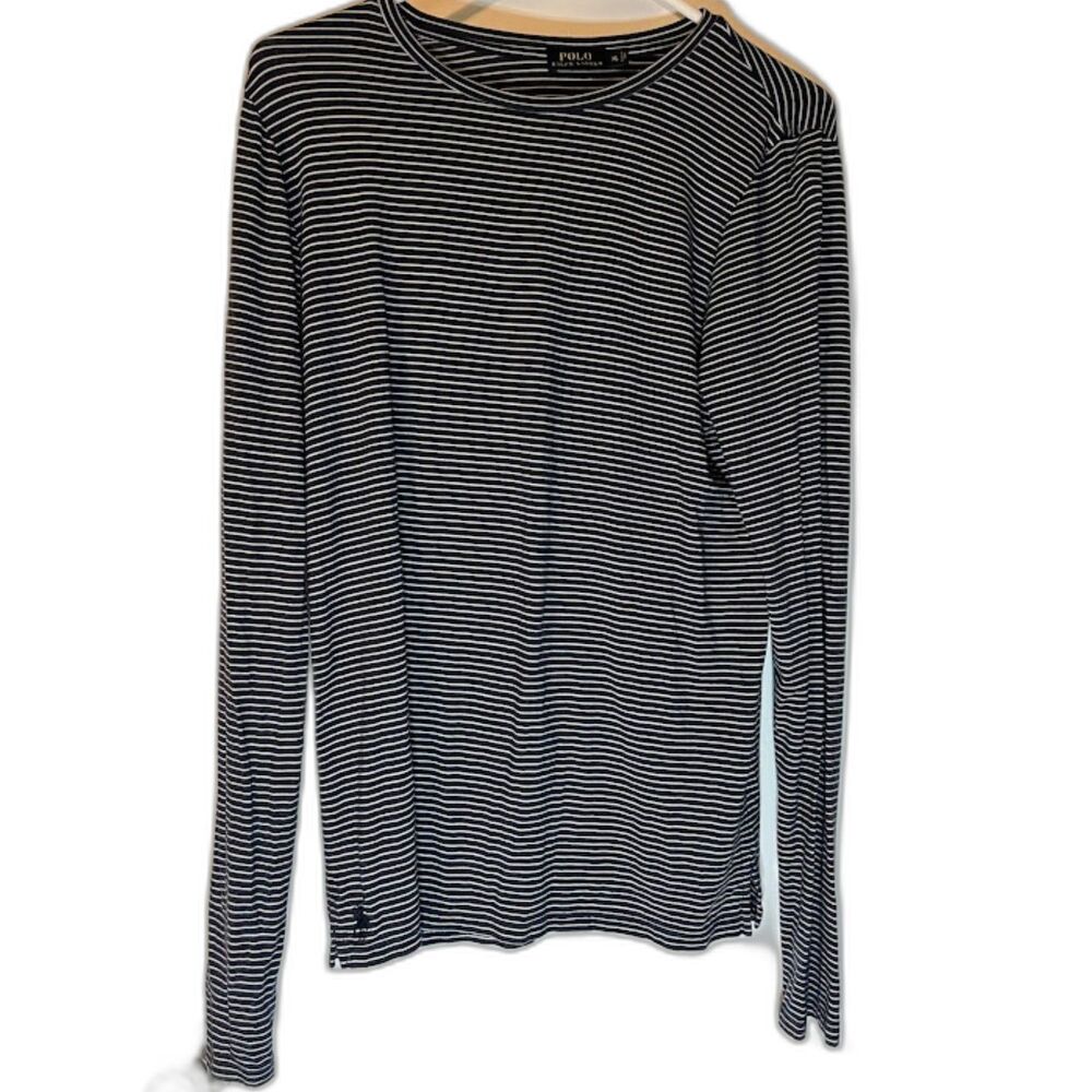 Polo Ralph Lauren Blue/White Striped Long Sleeve Casual Normcore Cozycore Tee XL